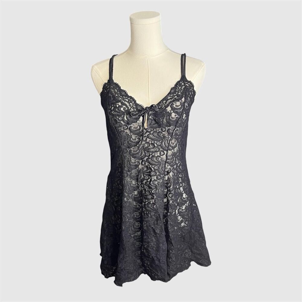 Delicates Black Lace Slip Dress